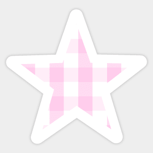 Soft Pink and White Buffalo Plaid Star Sticker